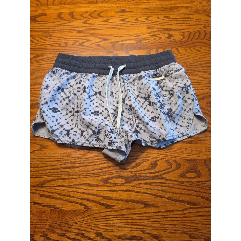 Vuori Clementine Shorts Womens Medium Gray Shibori Zip 2" Inseam w/ Lined Brief